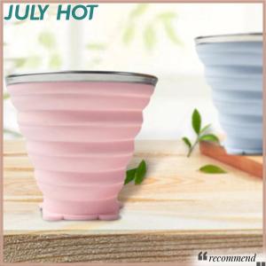 [JULYHOT] ขวดน้ำซิลิโคนพับเก็บได้ถ้วยชาพับเก็บได้