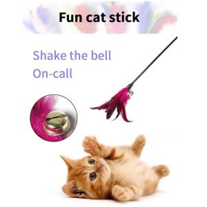 Colorful Short Rod Feather Bell Cat Funny Cat Stick Elastic Thick Plastic Rod Funny Cat Stick (Random Color)