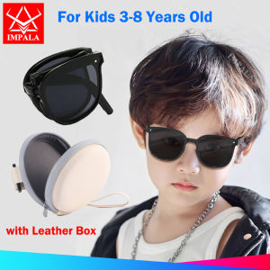 IMPALA QT1033Y แว่นตากันแดดพับเก็บได้เด็กแบบแฟชั่นสำหรับเด็กผู้หญิงทารกพร้อมกล่องหนังคุณภาพสูงป้องกันรังสียูวีเลนส์ HD ป้องกันแสงแดดแว่นกันแดดกีฬาสำหรับเด็กผู้ชาย