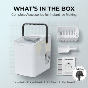 [LOCAL STOCK-Deliver in 1-3 days]Countertop Bullet Ice Maker Machine 6-13 Minutes Quick Ice Making 12KG Daily Production S/L Two Ice Sizes Portable Ice Maker for Home & Outdoor