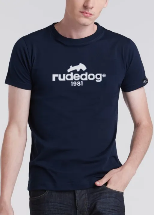 เสื้อยืดคอกลม Rudedog เสื้อคอกลม หญิง ชาย รุ่น Standard23 สีกรม