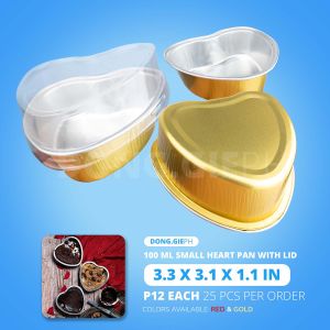 [25 PCS] 100 ML Small Heart Aluminum Cups with Plastic Lid [3.35 x 3.54 x 1.18 in]