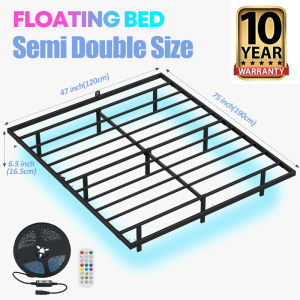 Suspended Iron Bed Frame With Smart RGB Light Assemble Metal Bed Frame Single/Double/Queen/King Easy assembly