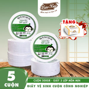 Giấy vệ sinh công nghiệp cuộn lớn 500g Bảo Bảo - Mềm Mịn Không Bụi Tan Nhanh Trong Nước