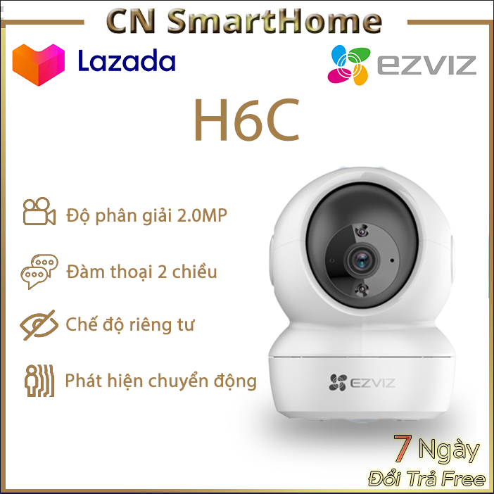 [CHÍNH HÃNG] Camera H6C EZVIZ 4MP WiFi - Theo Dõi Tự Động Thông Minh, Chế Độ Ngủ Giúp Bảo Vệ Sự Riêng Tư, Đàm Thoại 2 Chiều (Kèm Chân Đế) - Công nghệ SmartHome