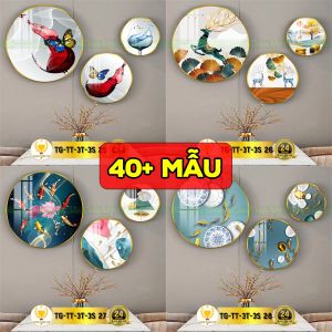 Bộ 3 tranh tròn treo tường tráng gương với 3 kích thước trang trí phòng khách phòng ngủ đa dạng hiện đại