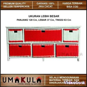 LEMARI RAK ROTAN SINTETIS RAK 6 MINI KOTAK LACI SUSUN ATAS SAMPING Murah / Buffet Rattan 2 Susun Samping / Meja Tempat TV dan DVD Rottan Minimalis P 97 X L37 X T 63 / Lemari Antik Serbaguna Modern Klasik Tradisional Model Terbaru 2022