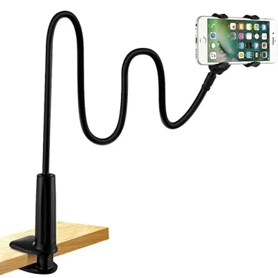 NQUC04 Universal 360° Adjustable Long Arm iPhone Anroid Device Cellphone Clip Mount Clamp Gooseneck Stand Mobile Phone Holder