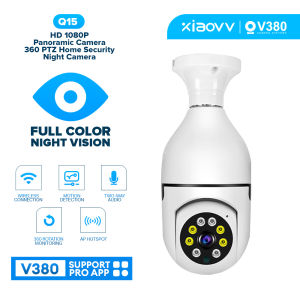 V380 Pro Q15 IP Camera HD 1080P CCTV Camera Waterproof Smart Wifi Connect Cellphone 360° Rotate Light Bulb Shape cctv camera Auto Tracking with Two-Way Audio CCTV Security Camera Indoor Outdoor Night Vision Dynamic Real-time Monitoring camera with E27