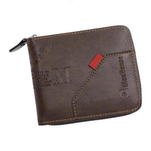 Fashionable Compact Mens Wallet PU Short Wallet Purse Zippers Holder For Commuting And Casual Travel Use