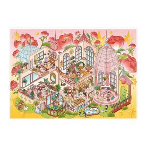 CANICECA 2 Themes Miniature Landscapes Stickers Collection 3D PET DIY Cabin Scene Sticker Rose Manor Miniature Scene Collage Decompress