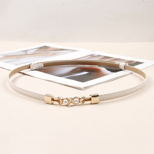 JZ ใหม่เข็มขัดของผู้หญิงชุดเดรสหนังไข่มุกคู่สุดสร้างสรรค์เข็มขัดบางยืดหยุ่นหรูหราสำหรับผู้หญิงเครื่องประดับแฟชั่นเข็มขัดผู้หญิง