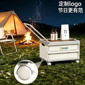 Trolley case Outdoor camping storage box Car large capacity foldable finishing box pp folding box with lid Multifunctional