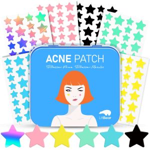 LitBear Star Pimple Patches 6 Colors 168 Dots Acne Pimple Patch with Case & Tea Tree Oil & Centella Oil Hydrocolloid Acne Patches for Face Cute Zit Patches Pimple Stickers Acne Dots