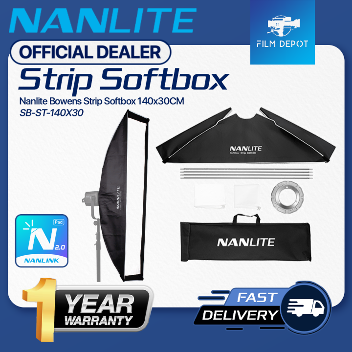 NANLITE Stripbank Softbox with Bowens Mount (30x140cm) Studio
