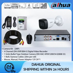 Dahua CCTV 1/8CH 2MP HD With Audio Bullet CCTV Camera Package with HD Cellphone Remote Monitoring IP67 Outdoor Waterproof Security Camera
