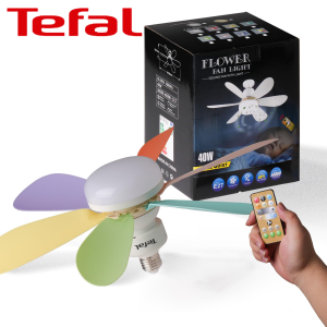 Tefal ไฟพัดลมเพดาน โคมไฟพัดลม พัดลมเพดานมีไฟ หลอดไฟพัดลม โคมไฟพัดลมเพดาน LED 40W พัดลมเพดานมีไฟ 21 นิ้ว พร้อมรีโมทคอนโทรลลดแสง เหมาะสําหรับห้องนั่งเล่น ห้องอ่านหนังสือ ของใช้ในครัวเรือน 80-270V