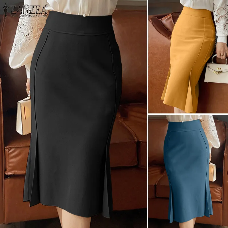 Fancystyle ZANZEA Korean Style Women Elegant Fishtail Overskirts Formal  Office High Waist Bodycon Skirts #11 - Main Image