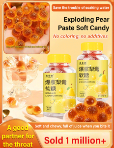 【⚡Ready Stock⚡】[Moisturize throat and lungs]Exploding Pear Paste Soft Candy 80g/bottle