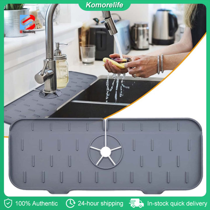 Kitchen Sink Splash Guard Silicone Mat Draining Pad Dish Drying