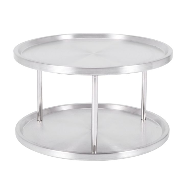 Spice Rack Stainless Steel Organizer Tray 360 Degree Turntable Rotating ...