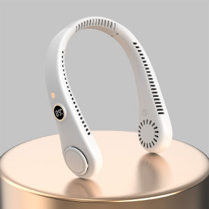 LED Display neck fan 10000mAh rechargeable Mini Fan Portable Free Bladeless Bladeless Air Conditioner Hanging Sport Cooling Fan Wearable Personal Leafless Mute Sports Fans for Home Outdoor 5 levels adjustable