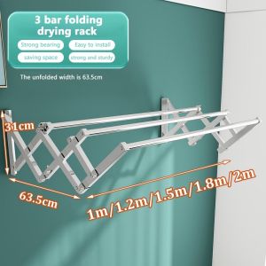 4/5 BAR 1.2-2M Retractable Cloth Hanger | Stainless Steel Ampaian Baju | Wall Mounted Clothes Drying Rack | Outdoor Hanger 晾衣架