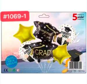 Congrats Grad Balloon Set - 5 Vibrant Balloons for Office Supplies Perfect for Graduation Celebrations & Photo Opportunities. 1069