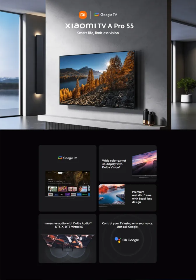 XIAOMI TV A PRO 55 LED UHD 4K SMART GOOGLE TV