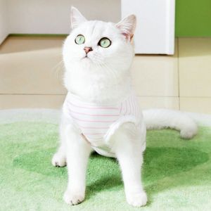 GJURD Breathable Cat Pet Sterilization Suit Touch Fastener Striped Cat Post-op Suit Weaning Suits Anti-Breakaway Dog Jumpsuit Pajamas Spring Summer