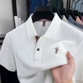 Men Summer Polo Shirt Business Casual Short Sleeve Loose Fit Tshirt Solid Color Embroidered Collar Top. 