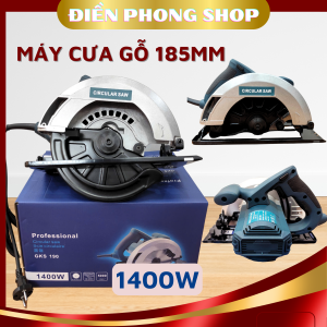 Máy cắt gỗ GKS-190 máy cưa gỗ cầm tay công suất lớn 1400w lưỡi 185mm tốc độ 5000v/p tặng kèm đĩa cưa 1 tấc 8