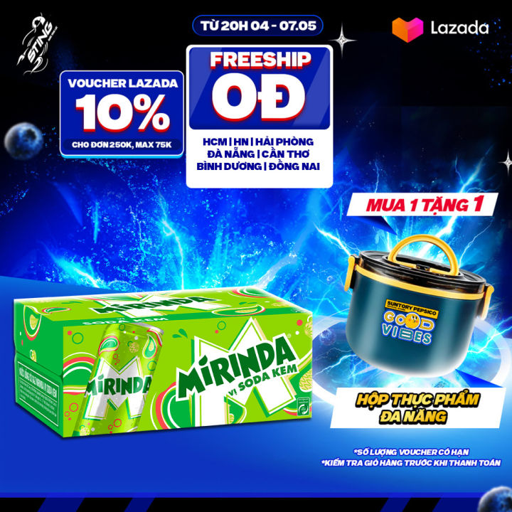 [SALE 5/5] Thùng 24 Lon Nước Ngọt Có Gaz Mirinda Soda Kem (320ml/lon)