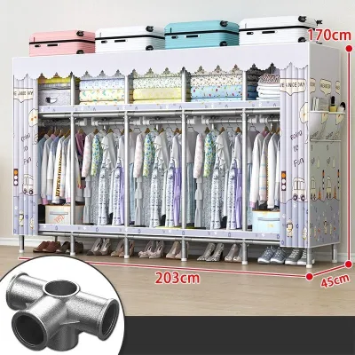 Tủ đựng quần áo chốt thép Tủ vải khung thép loại 1 Tủ Treo Quần Áo Lắp Gép khung tủ titan 234 buồng tủ quần áo vải loại bền nhất