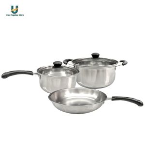 3-Piece Saucepan Set Stainless Steel Cooking Pots & Saucepan for All Hobs [Ueb Flagship Store]