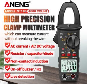 COD ANENG ST180 Tang Ampere AC/DC Digital Clamp Meter + Obeng Tespen Multifungsi + 2Pcs Baterai AAA