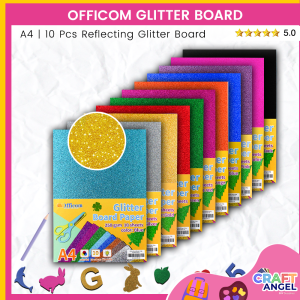 Officom 10PCS Glitter Board | 250GSM A4 Specialty Paper for DIY Cards Scrapbooking & Creative Projects