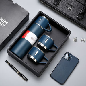 (1Set) Termos Vacuum Flask 500ml FREE Cangkir 2pcs / Thermos Vacum Eksklusif Stainless Steel 3in1 Tumbler Anti Korosi Dengan Gelas / Botol Minum Tahan Air Panas Dingin Untuk Hadiah Hampers Pernikahan Tukar Kado Pindahan Rumah Lebaran - GP Mall