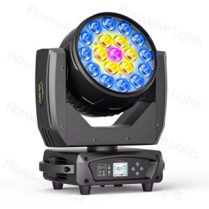 Flowwave Disco Light 350W Rgbw 19X15W Moving Head - Beam/Wash Zoom Dmx512 For Dj/Bar/Events Christmas Party Gift