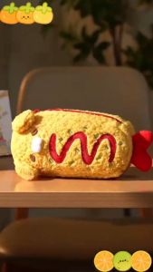 CuddleCove Large Capacity Pencil Case Cute Shrimp Dog Pencil Box Interesting Food Stationery Box Student Supplies