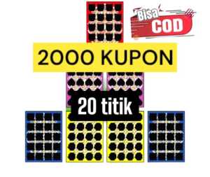 MAINAN ANAK  KUPON GOSOKAN BOM 20 TITIK MOTIF CAMPUR 2000 PCS KUPON SUDAH DI POTONG RAPIH