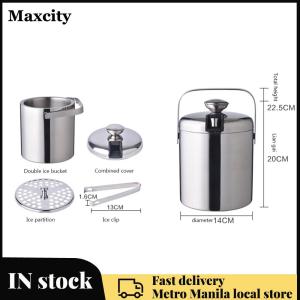 Double Wall Stainless Steel Insulated Ice Bucket with Lid Strainer and Tongs Insulated Chilling Ice Bucket Cooler Bucket