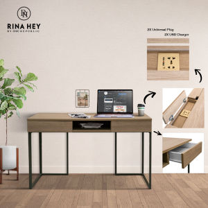 Rina Hey โต๊ะทำงานพร้อมที่ชาร์จUSB+ปลั๊กไฟ รุ่น WISE/120