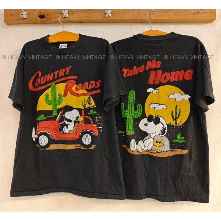 SNOOPY Country Roads Take Me Home tag JUNKFOOD USA เสื้อวินเทจ เสื้อ ...