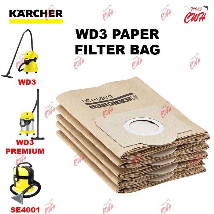 SE4001 WD3 KARCHER 28632760 VACUUM CLEANER PAPER FILTER BAG MV3 WD3 PREMIUM SE4001 DUST BAG Lazada