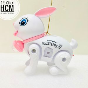 [CÓ CLIP] Đồ chơi giải trí thỏ pin có đèn nhạc kèm dây cho bé dắt đi dạo dành cho bé yêu thích động vật thỏ con