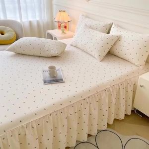 1pc Soft Bed Skirt Home Bedspread Single/Twin/Queen/King Size Bed Cover Skirt Style Bed Linen Bed Skirt (No Pillowcase)