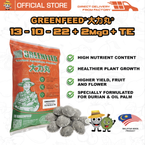 Greenfeed Slow Release Fertilizer 1KG (13:10:22:2 + TE) / Baja Khas Pokok Durian & Kelapa Sawit Lengkap / Mature Durian & Oil Palm Special Fertilizer