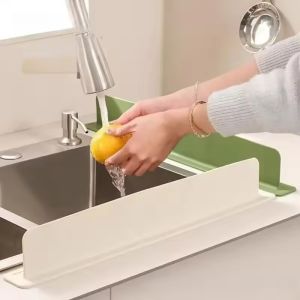 【Hibeautylife】2PCS Silicone Kitchen Sink Water Splash Guard Washing Basin Anti-splash Stopper Waterproof Splatter Screen Bar Anti-water Board