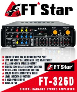 FT STAR 2 Channel Karaoke Amplifier With Mixer Equalizer(USB/BT/FM)FT-326D-200Wx2